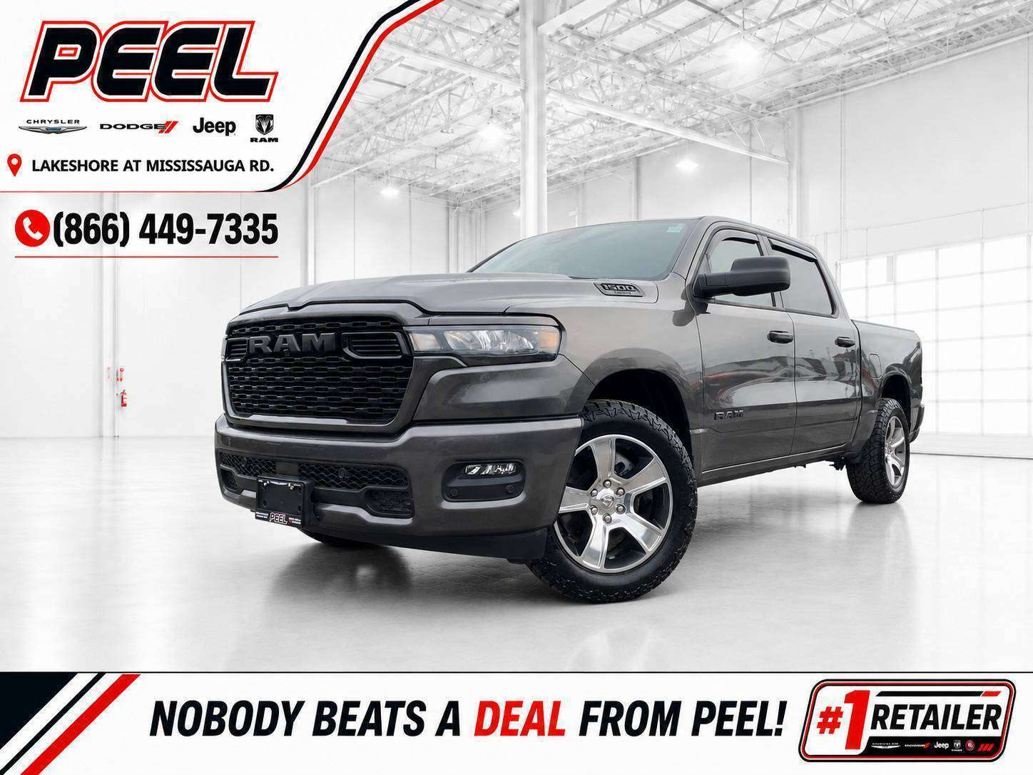 Gray 2025 RAM 1500 Pickup Truck Four-Wheel Drive 8-Speed Automatic