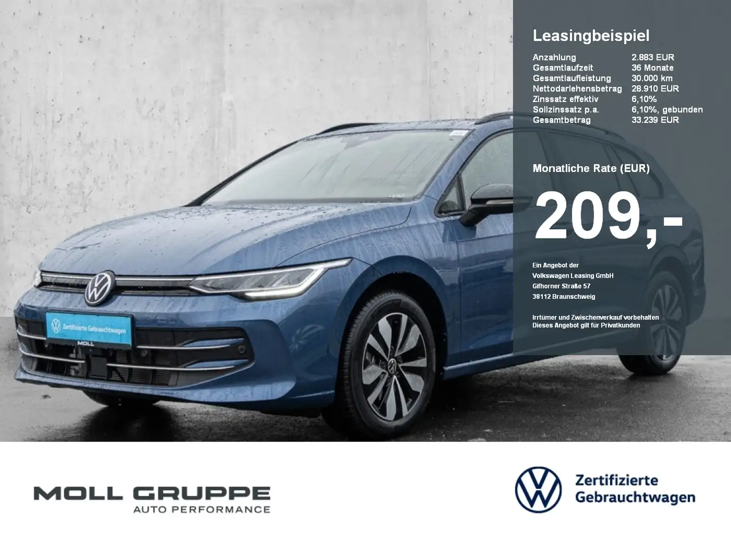 Volkswagen Golf Variant 1.5 eTSI DSG Life Goal 360 ACC AHK Blau - 1