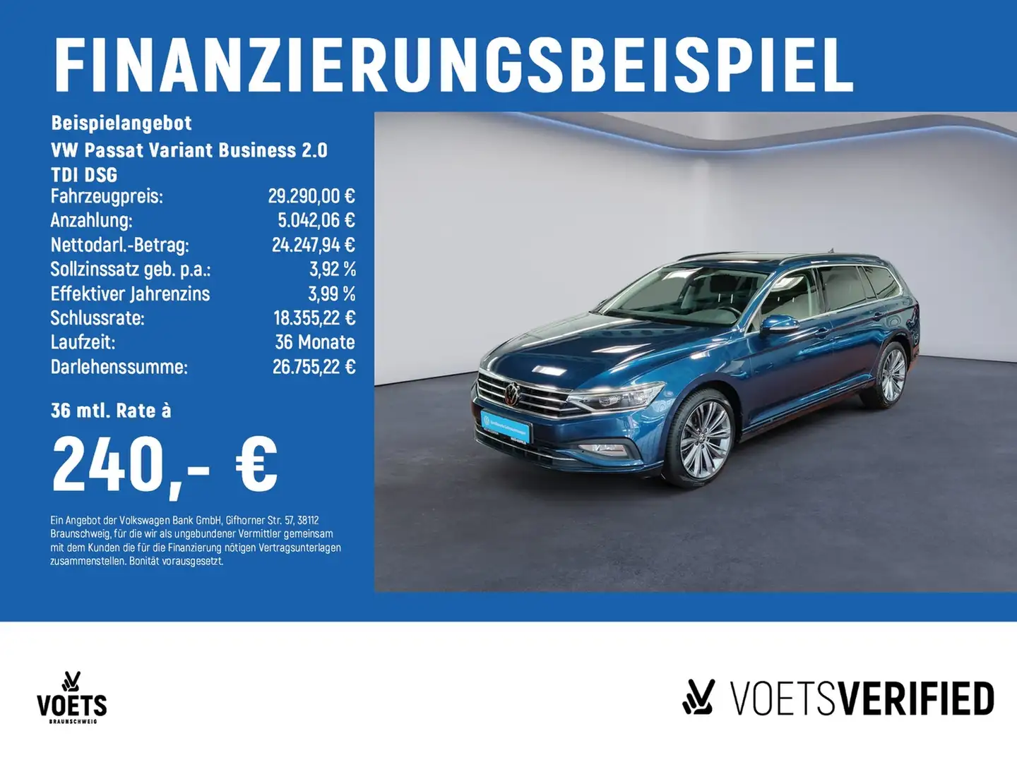 Volkswagen Passat Variant Business 2.0 TDI DSG PANO+AHK+MATRIX-LED Blauw - 2