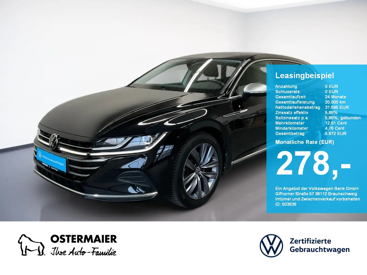 Volkswagen Arteon Shootingbrake ELEGANCE 2.0TSI 190PS IQ.LIGHT.ACC.K Zwart - 1