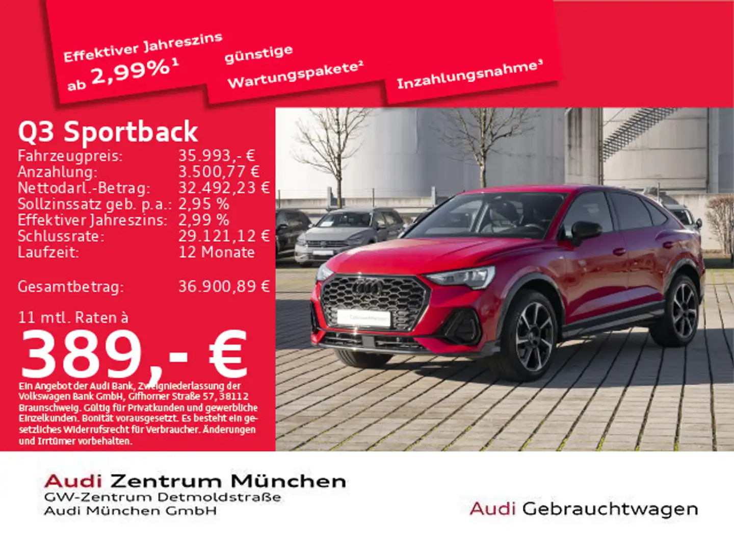 Audi Q3 35 TFSI S tronic 2x S line AHK/Virt Rot - 1