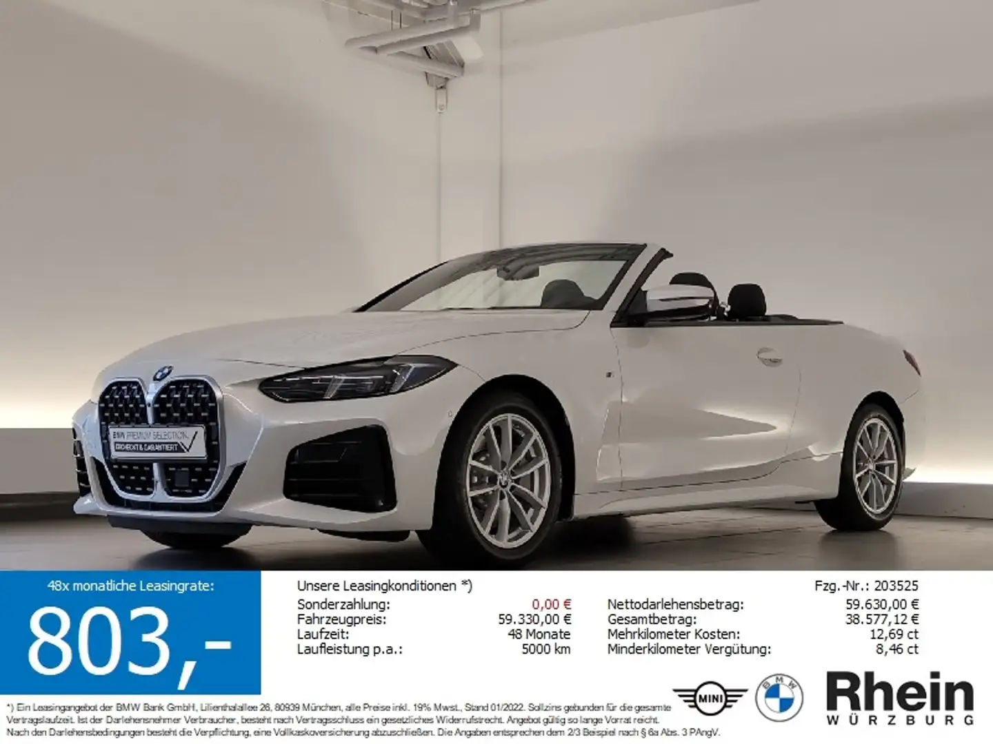 BMW 430 i xDrive Cabrio M Sportpaket H&K/DAB/Lordose H&K/D Weiß - 1