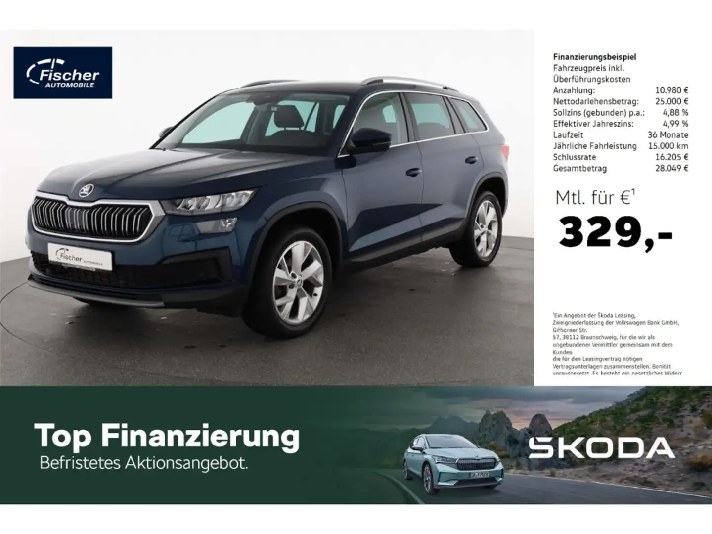 Skoda Kodiaq 2.0 TDI Style DSG AHK/LED/NAV/ACC/RFK/PDC Blau - 1