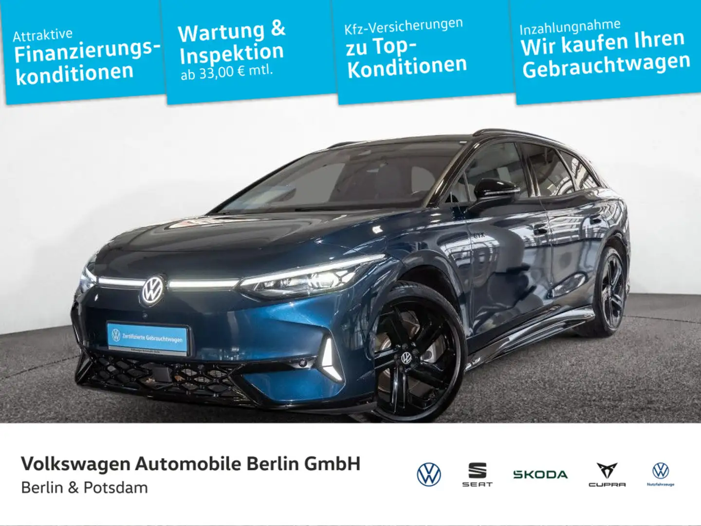 Volkswagen ID.7 Tourer GTX 4M Wärmepumpe AHK 5J-Garantie Ka Blau - 1