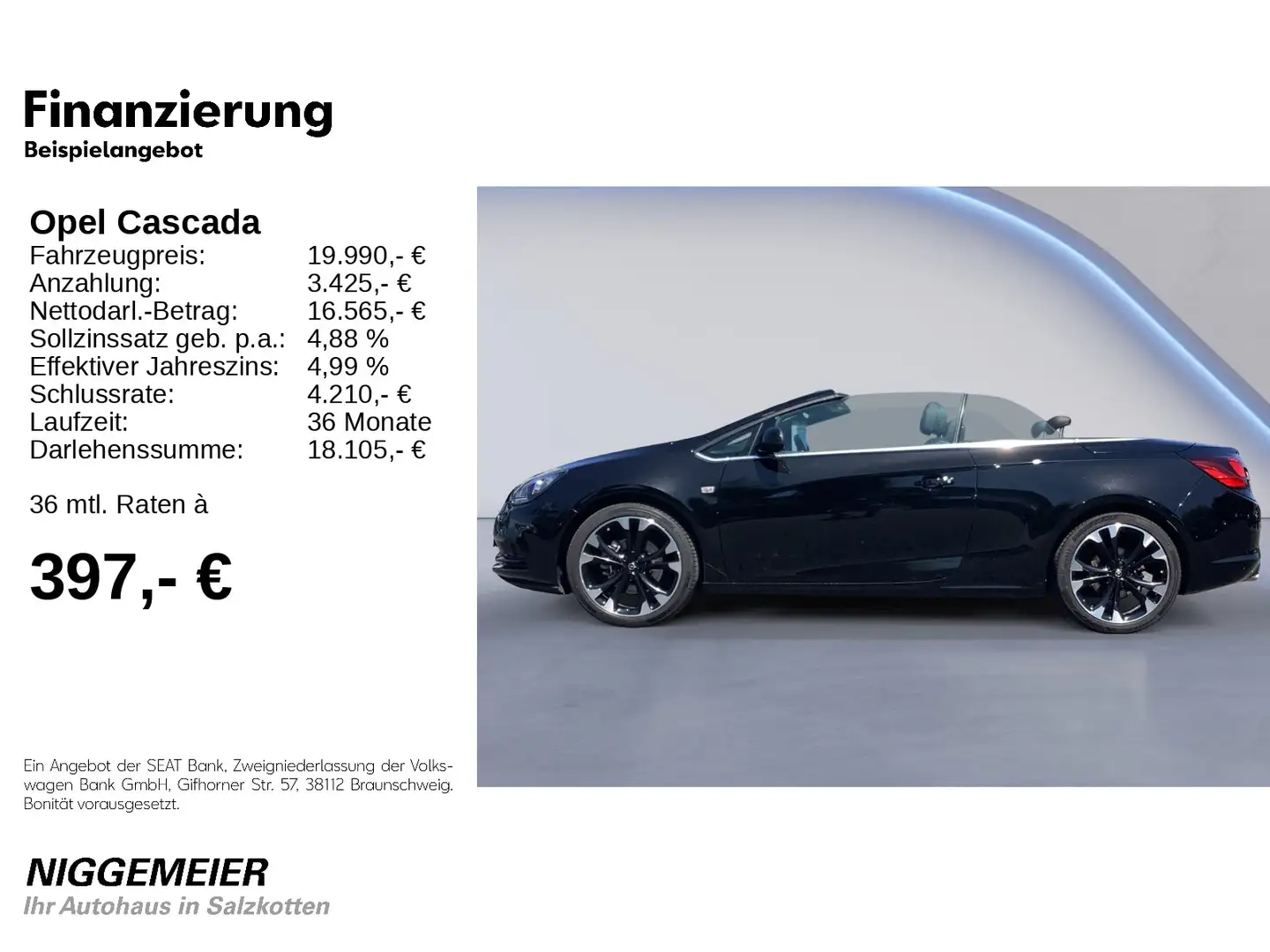 Opel Cascada 1.6DI Turbo Innovation NAVI+XENON+KAMERA Negro - 2