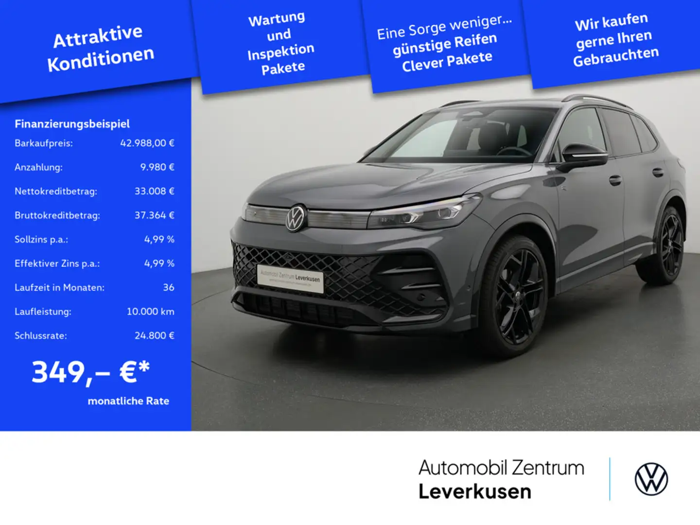 Volkswagen Tiguan R-Line DSD NAVI ACC PANO SHZ HUD 360° Grau - 1