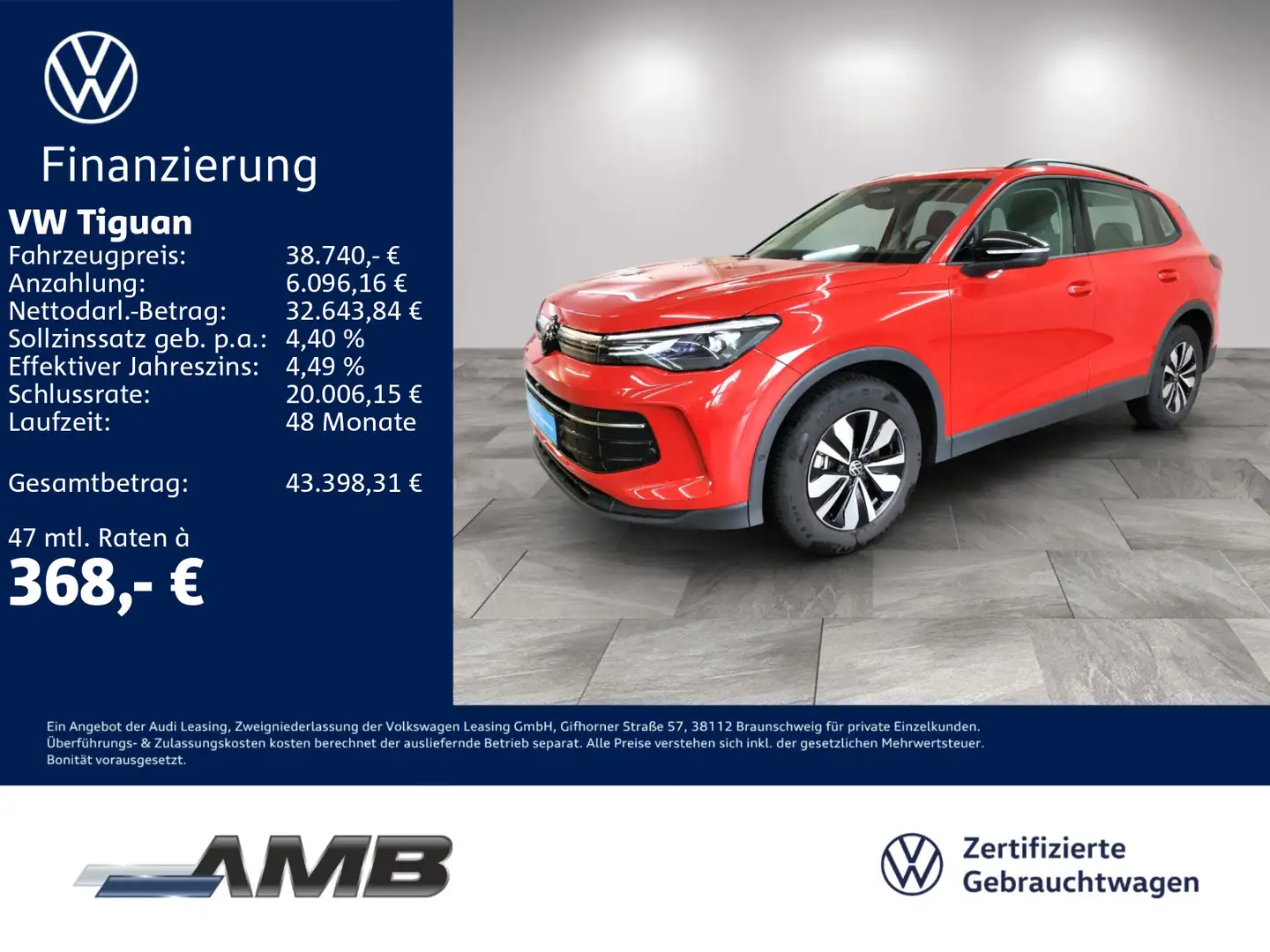 Volkswagen Tiguan Goal 2.0 TDI AHK/Nav/360°/Standhz/3.30Gar Rouge - 1