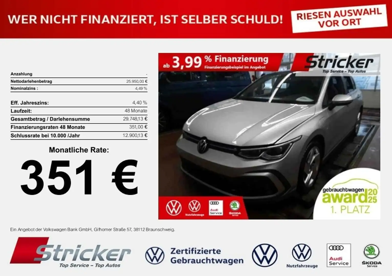 Volkswagen Golf GTE 1.4TSI DSG 351,-ohne Anzahlung Pano AHK Stand Silber - 1