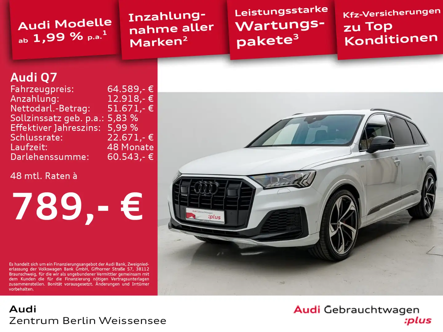 Audi Q7 55 TFSI TIPT*S-LINE*COMP*7-SITZ*B&O*HUD*360* Weiß - 1