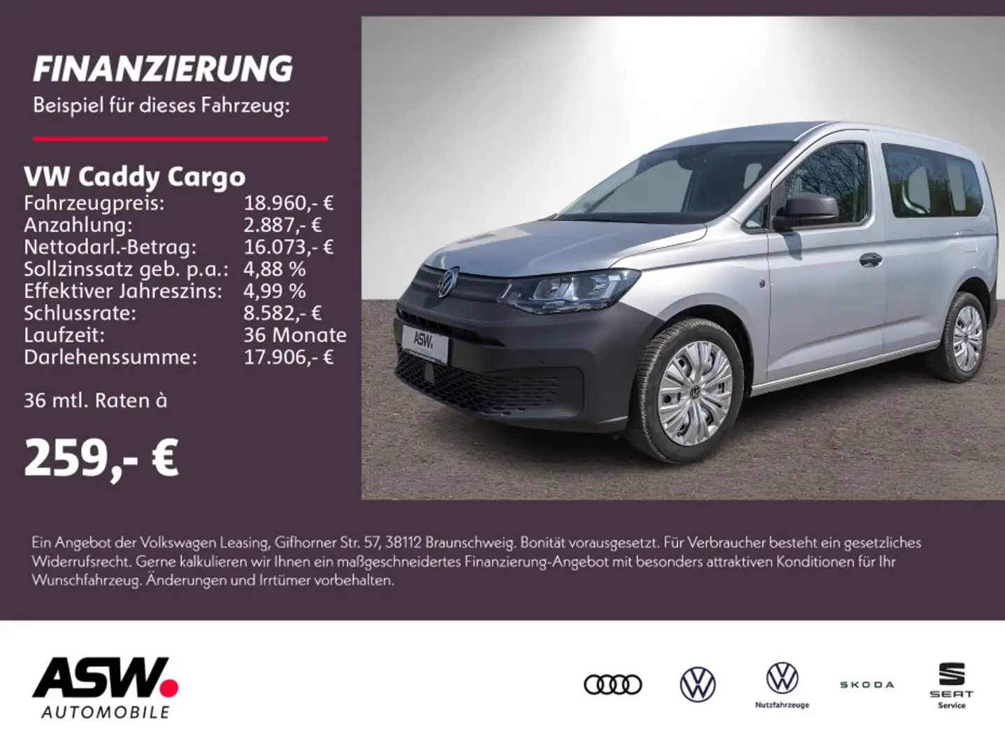 Volkswagen Caddy 1.5 TSI PDC vo/hi Climatronic DAB+ Argent - 1
