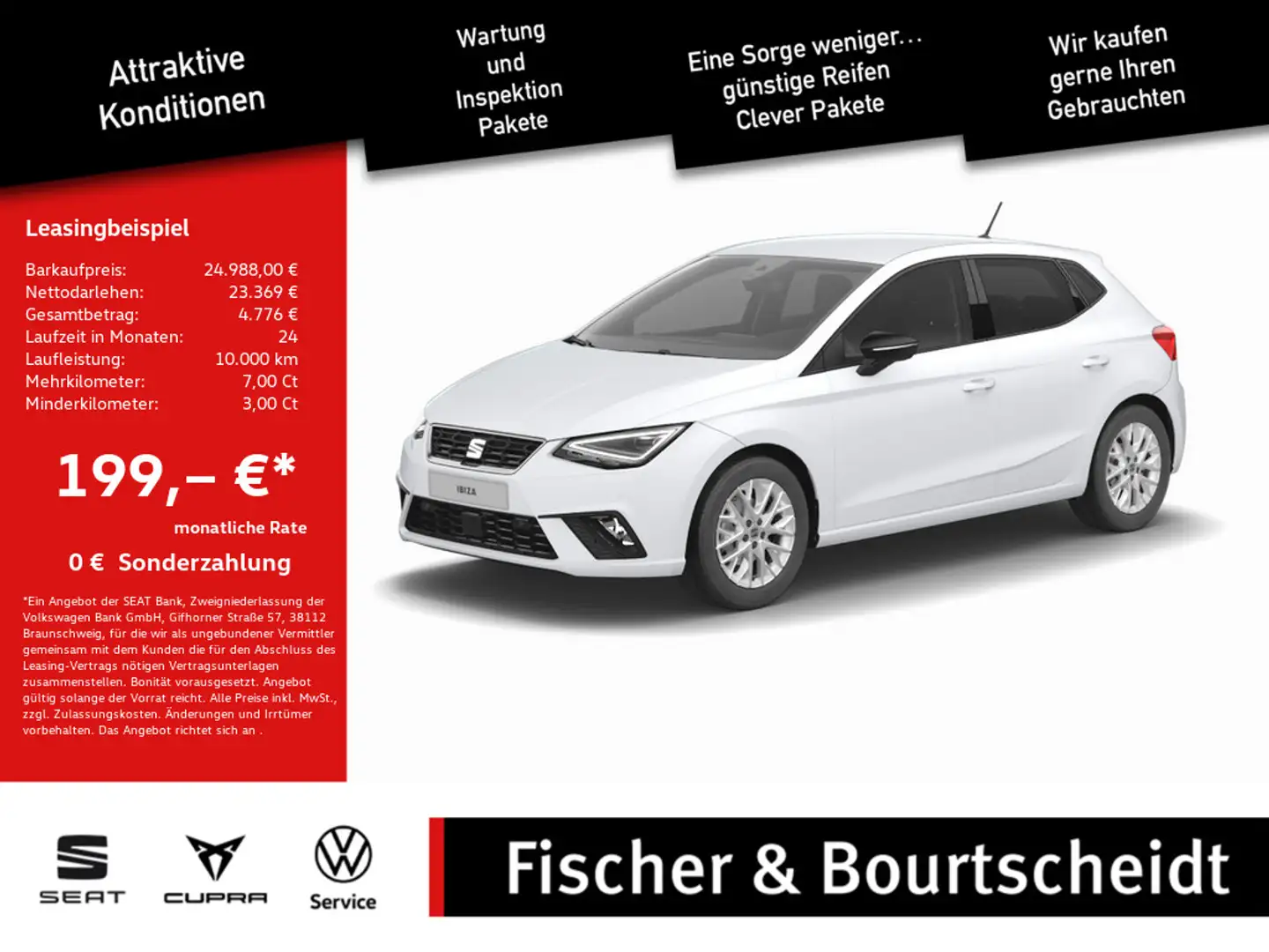 SEAT Ibiza 1.5 TSI FR KAMERA NAVI ACC FACEL. LED Weiß - 1