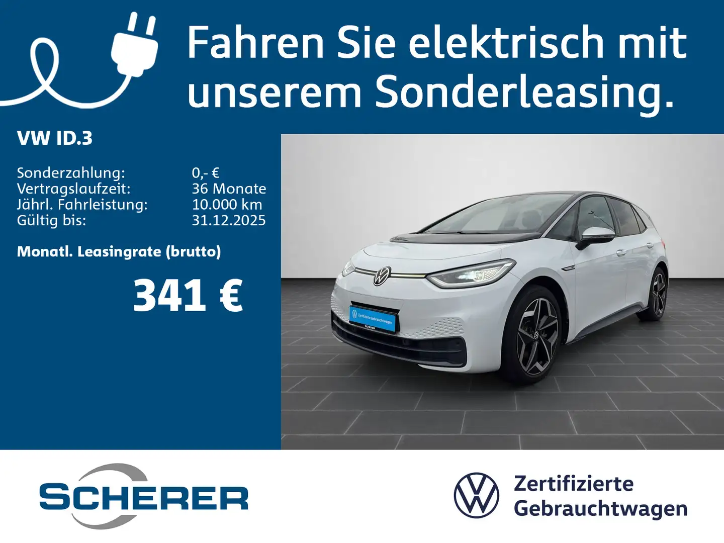 Volkswagen ID.3 Pro Perf. 1st Plus IQ.LIGHT NAVI ACC RFK SH Weiß - 1