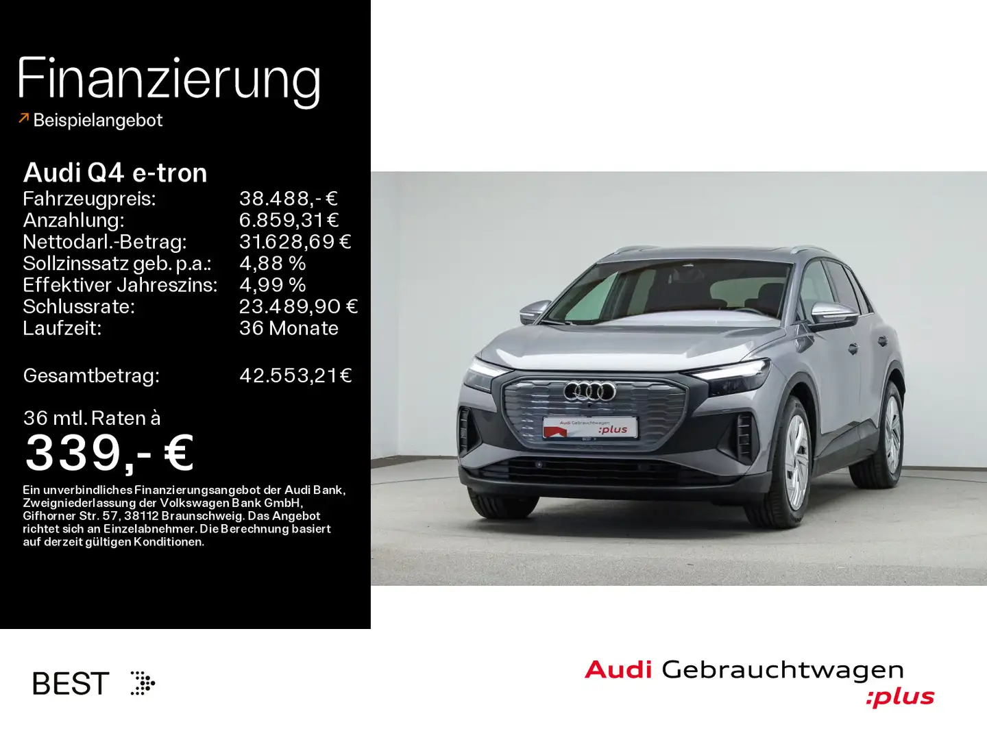 Audi Q4 e-tron 45 qu. AHK*Pano*Assist Plus*Navi*Klima Gris - 1