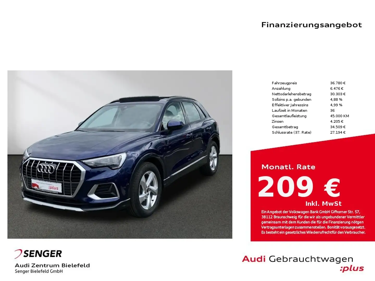 Audi Q3 advanced 35 TDI S tronic LED Panorama B&O Blauw - 1