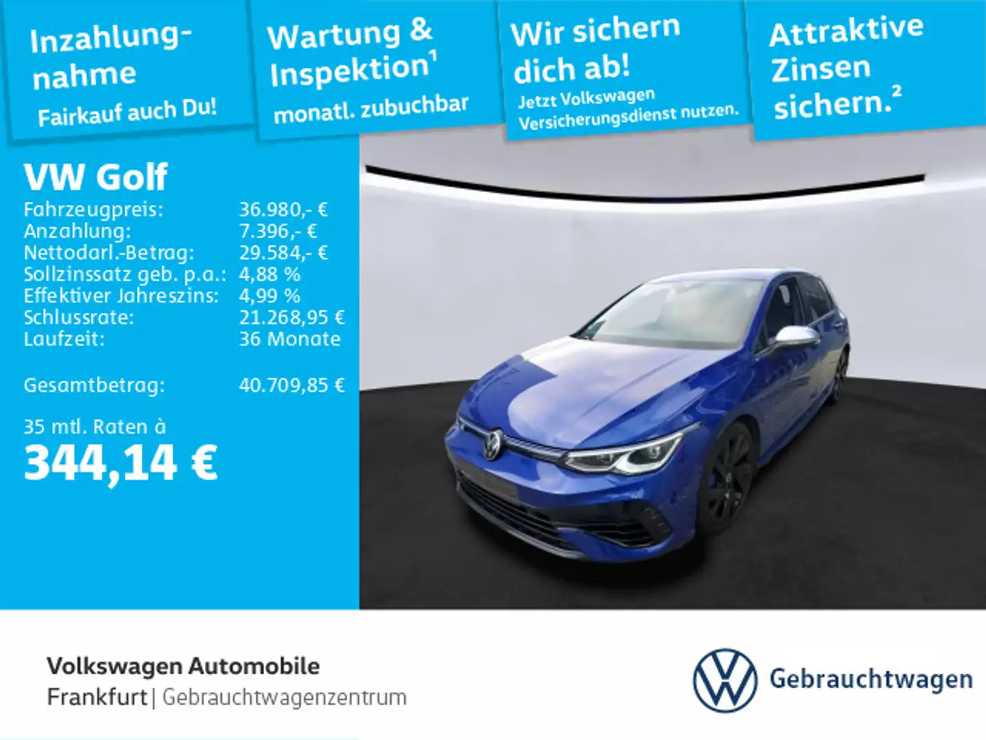 Volkswagen Golf VIII 2.0 TSI DSG 4Motion R Navi LEDPlus DAB Blau - 1