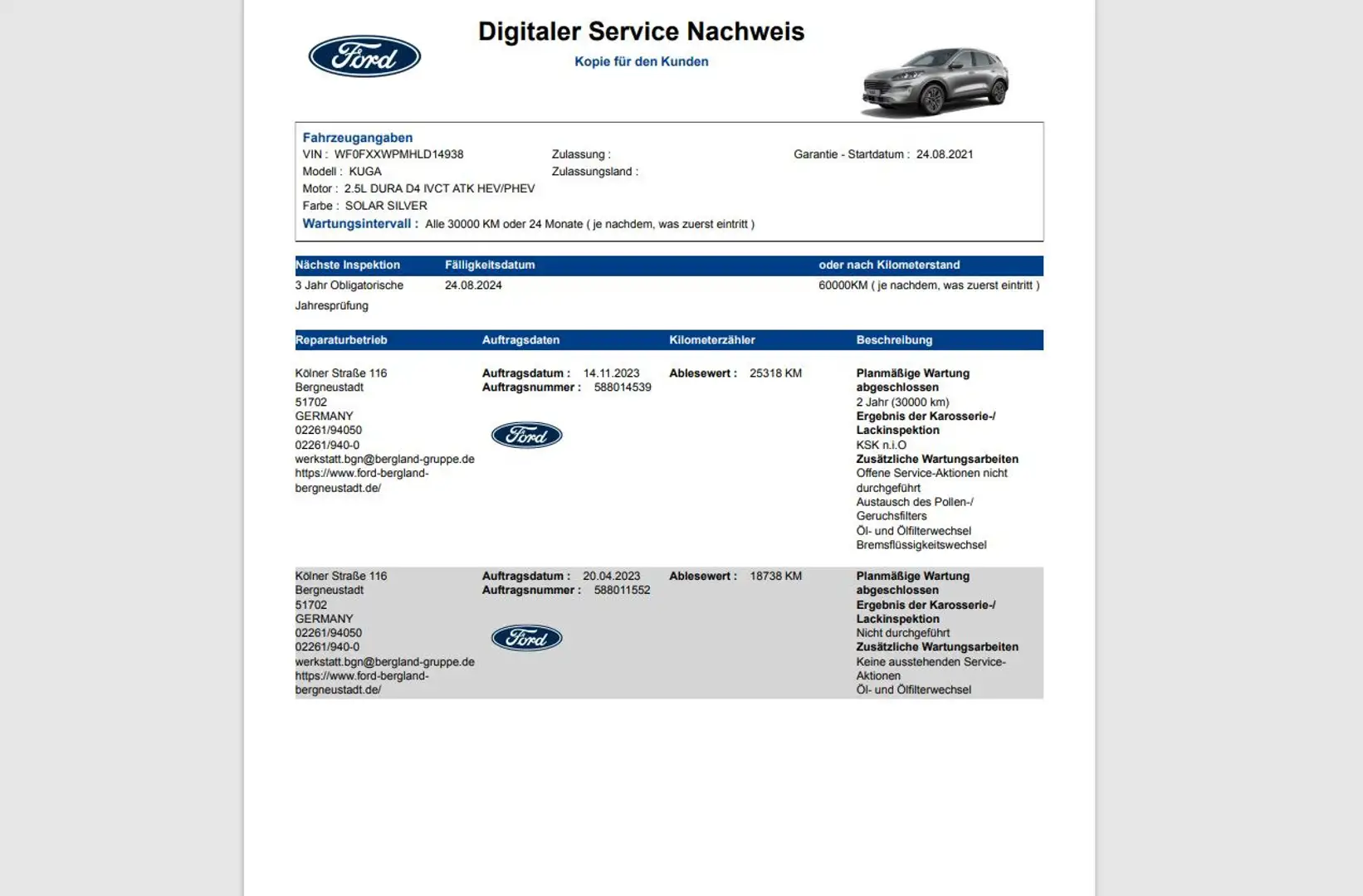 Ford Kuga PHEV Titanium X Glasdach Voll-LED Navi Argent - 2
