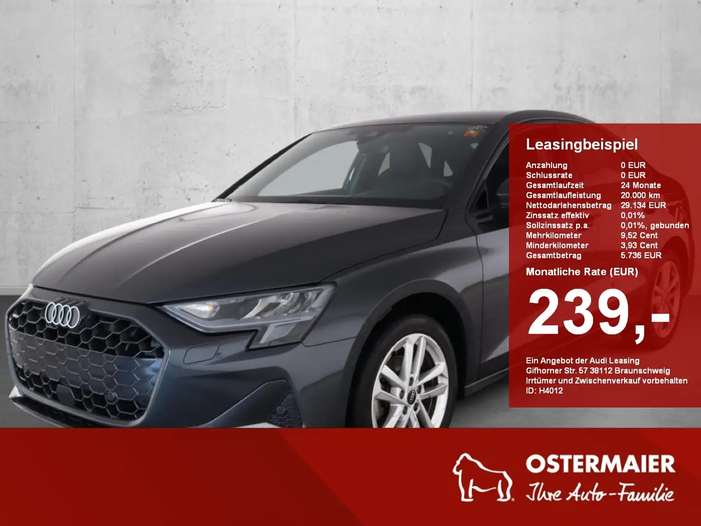 Audi A3 Limousine ADVANCED 30 TFSI 116PS S-TRONIC ACC.5J-G Grau - 1