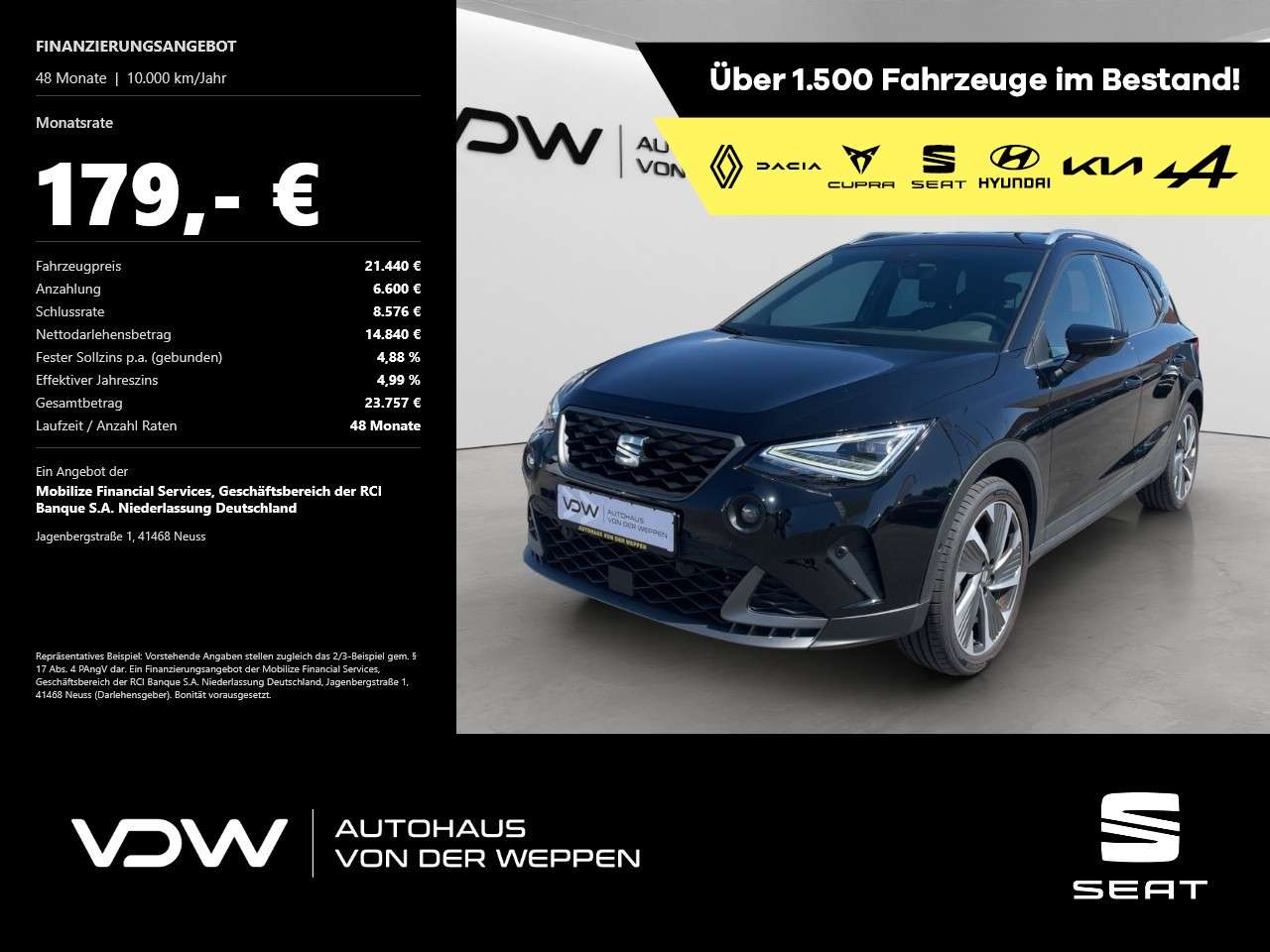 Seat Arona 2024 — FR TSI DSG ACC Navi SHZ Totwinkel 18Z
