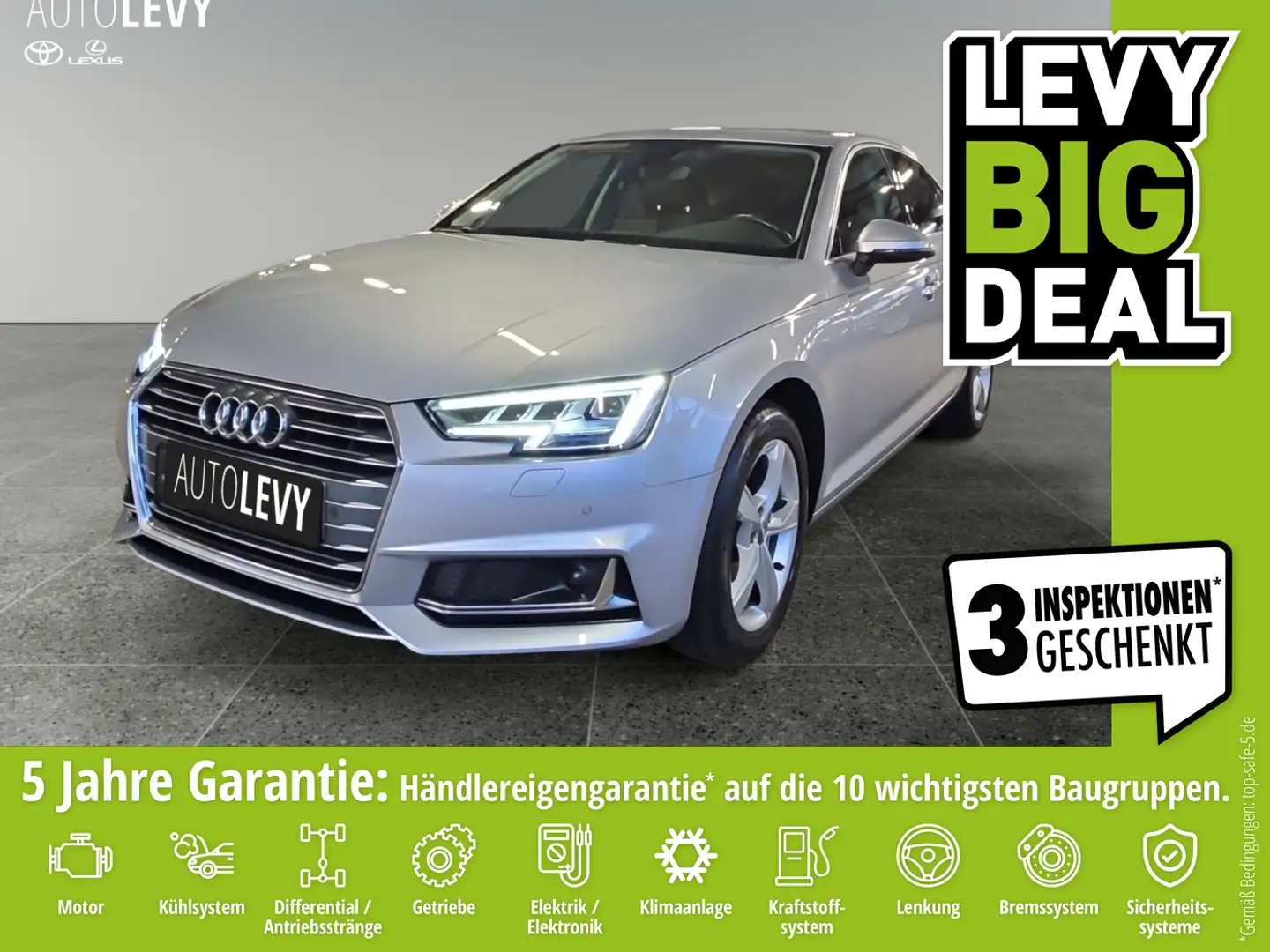 Audi A4 2.0 35 TDI sport +Kamera+SitzHeiz.+Navi+PDC+ Zilver - 1