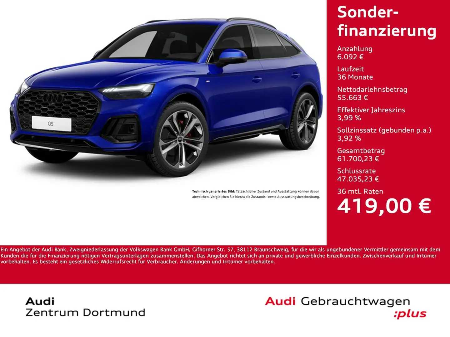 Audi Q5 Sportback 45 quattro S LINE PANO AHK CAM LM21 Blau - 1
