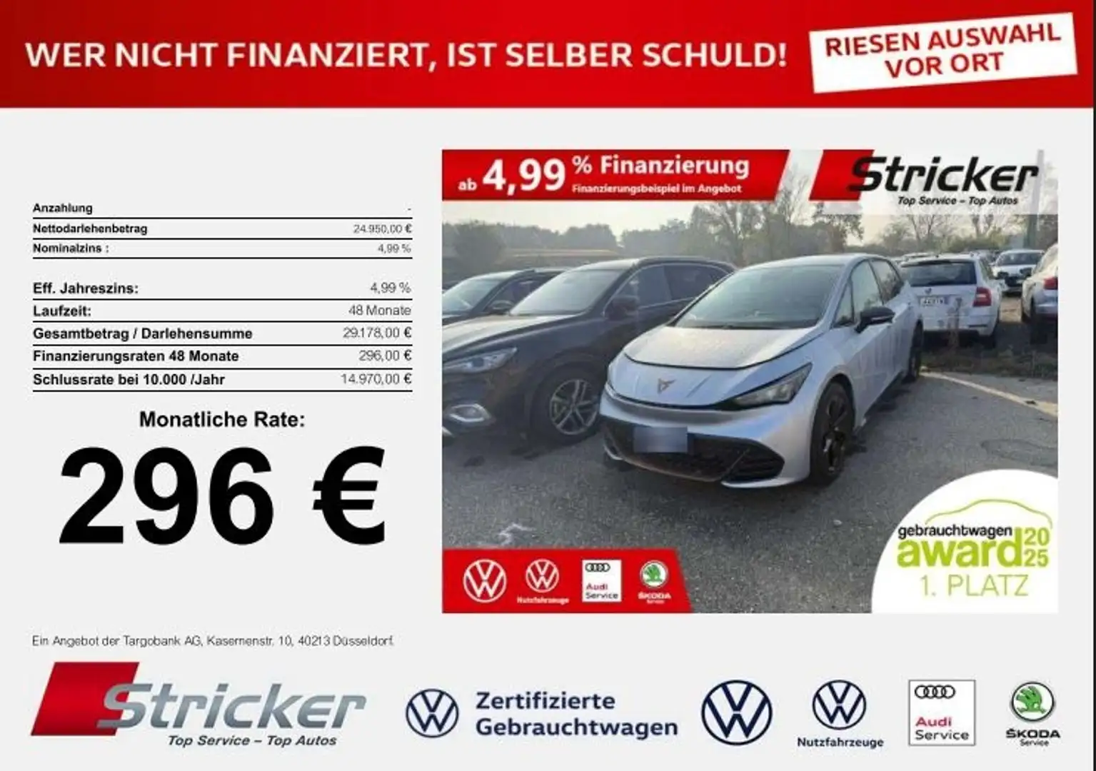 CUPRA Born 170/58 296,-ohne Anzahlung Navi Kamera Wärmepumpe Silber - 2