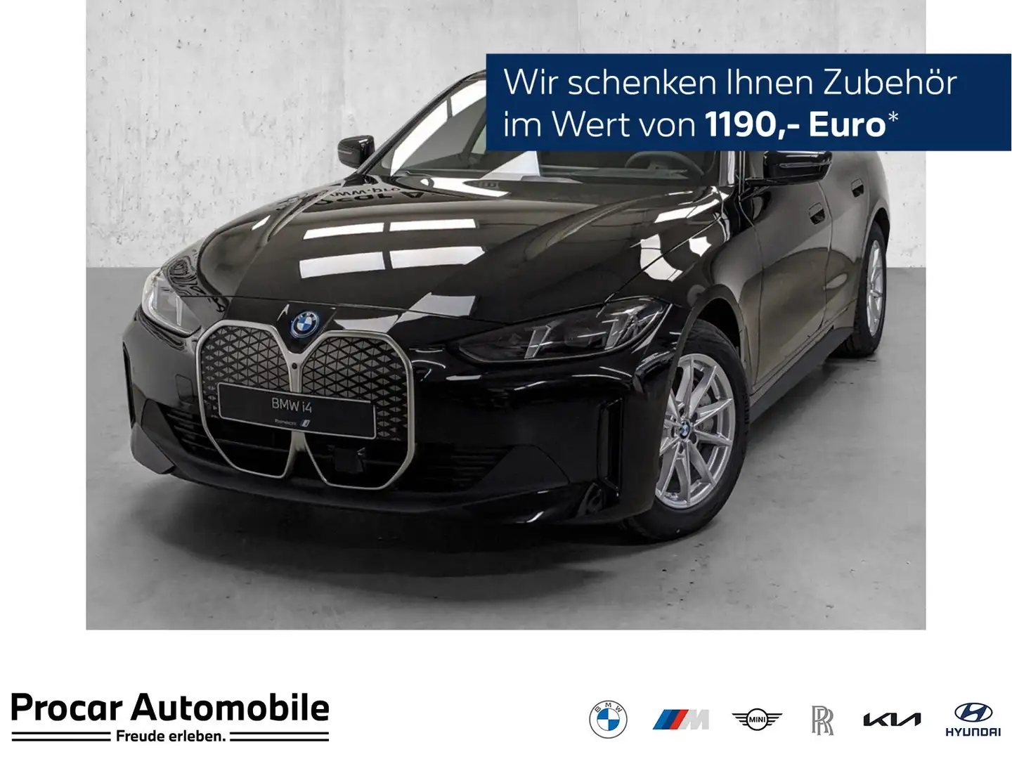 BMW i4 xDrive40 Gran Coupe NAVI+HuD+HIFI+ALARM+SHZ+LHZ+DA Schwarz - 1