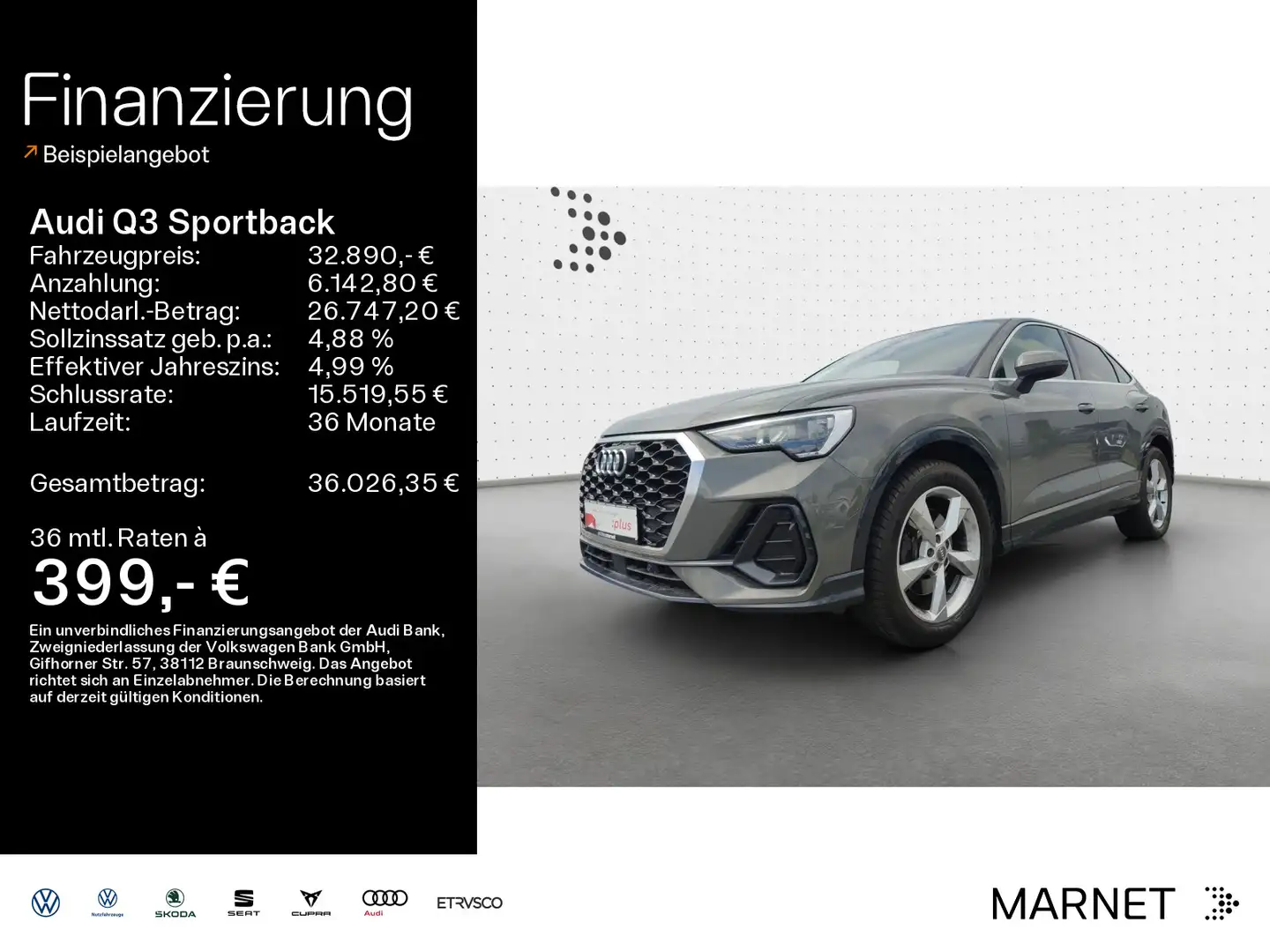 Audi Q3 45 TFSI quattro*Navi*Alu*AHK*PDC*Vi Grijs - 1