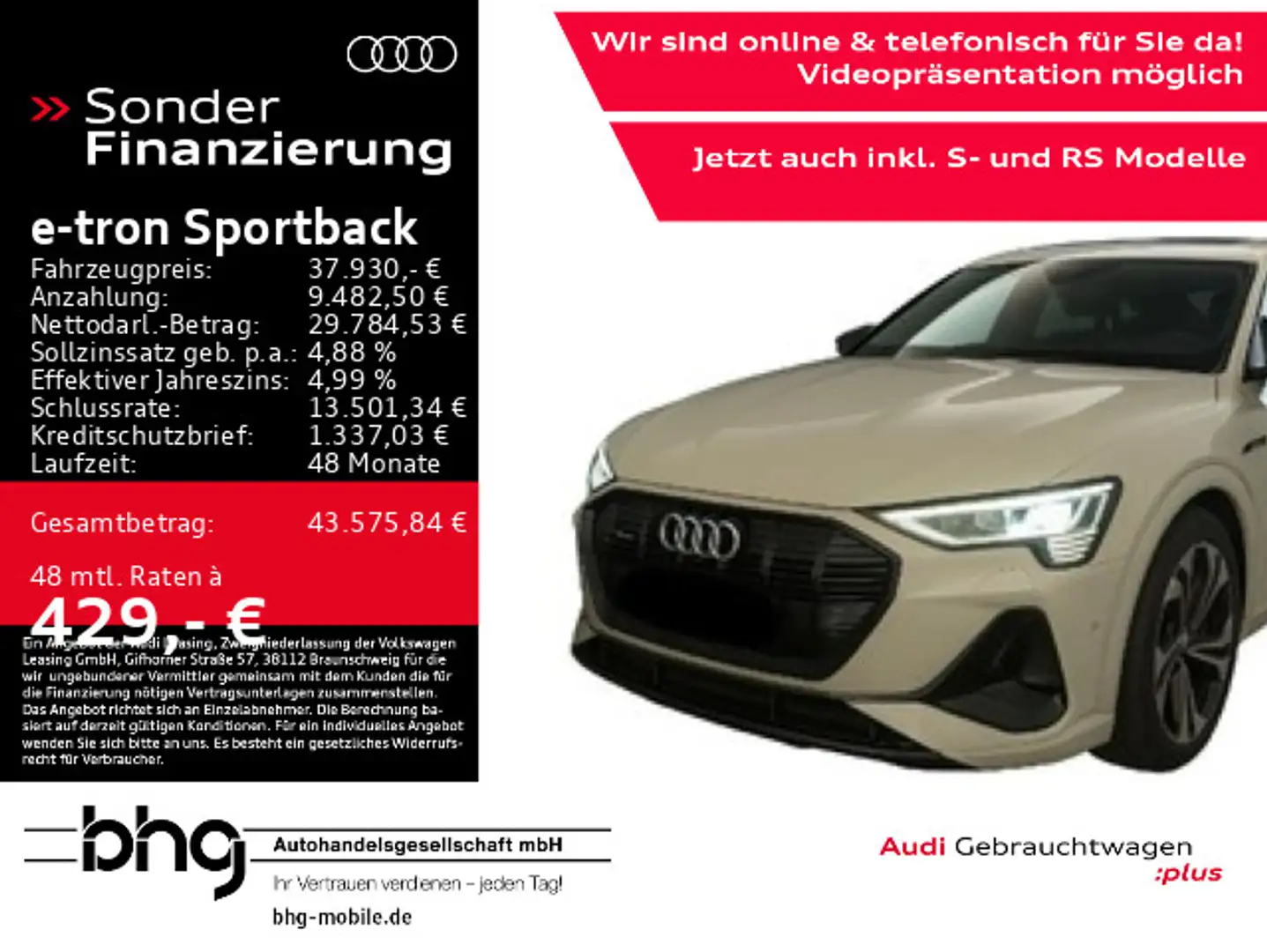 Audi e-tron 55 quattro S line Optik HUD Nac Beige - 1