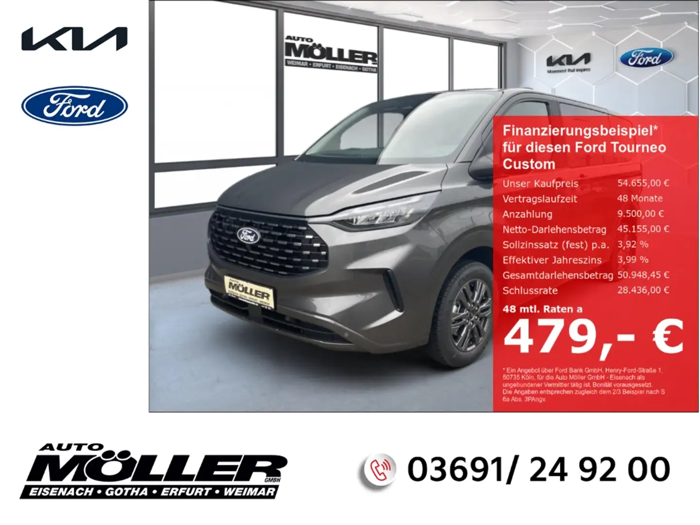 Ford Tourneo Custom 2.0 320L1 TITANIUM Navi LED  Fernlichtass. Gris - 1