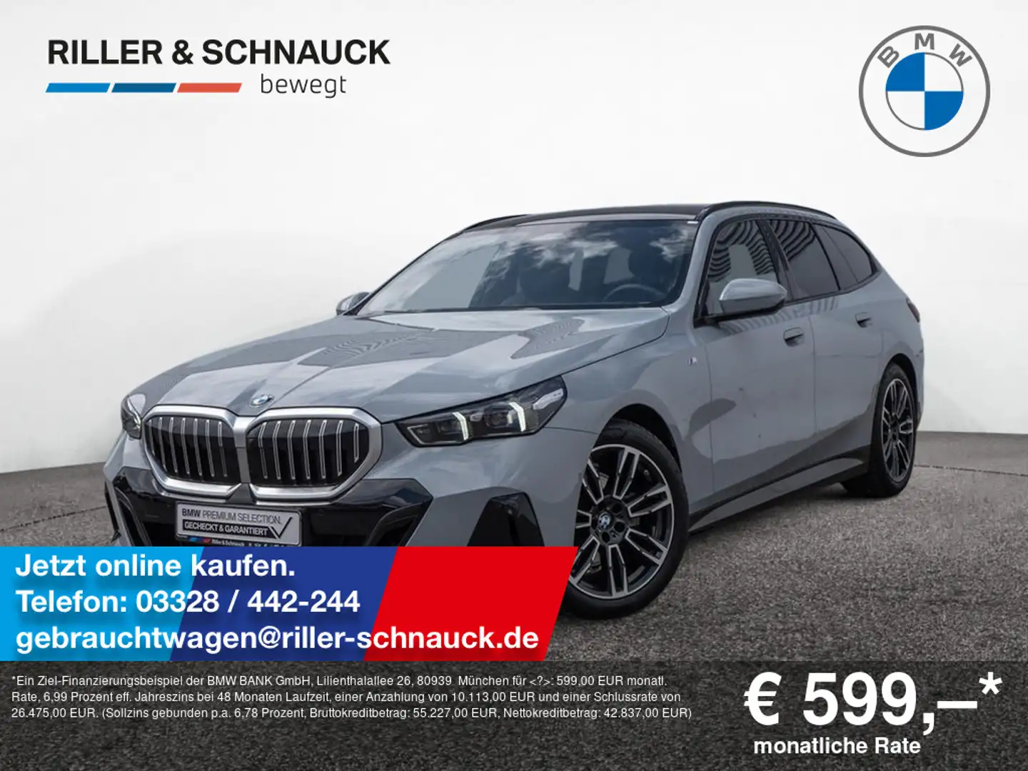 BMW 520 d Touring M-Sport AHK+PANO+STANDHZG+360°KA Grau - 1