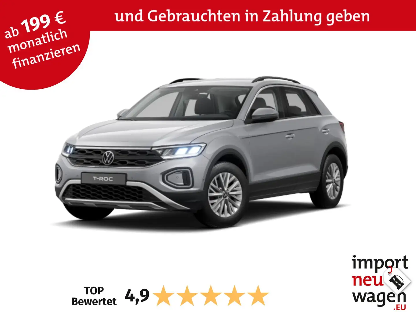 Volkswagen T-Roc Life 1.5 TSI DSG Climatronic+SHZ+ACC+Light Assist! Argent - 1