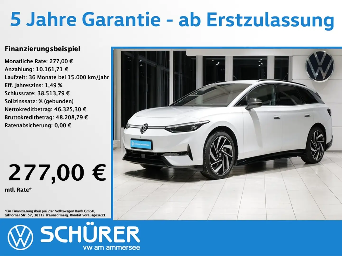 Volkswagen ID.7 Tourer Pro S DCC AHK HKardon Sitzklima 360° ACC Weiß - 1