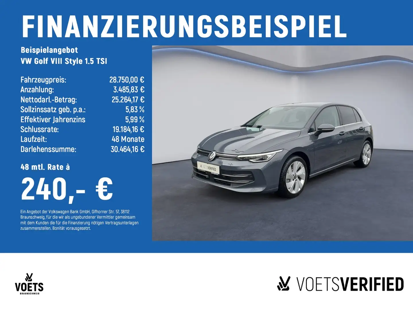 Volkswagen Golf VIII Style 1.5 TSI LED+SHZ+NAVI Grau - 2