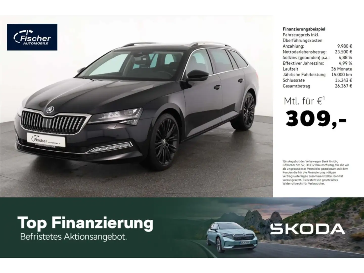 Skoda Superb Combi 2.0 TDI Style DSG P-Dach/Matrix/NAV Schwarz - 1