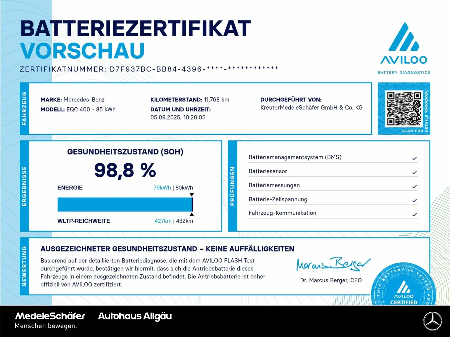 Mercedes-Benz EQC 400 EQC 400 4M AMG AHK Sound HuD Kam SHD MultiLED Tel Blau - 2