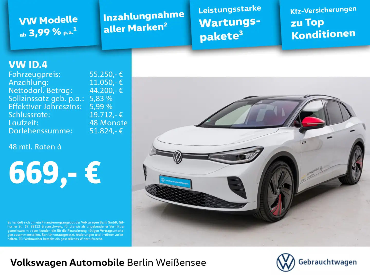 Volkswagen ID.4 GTX 4MOTION AHK*IQ.DRIVE*PANO*MATRIX-LED Білий - 1