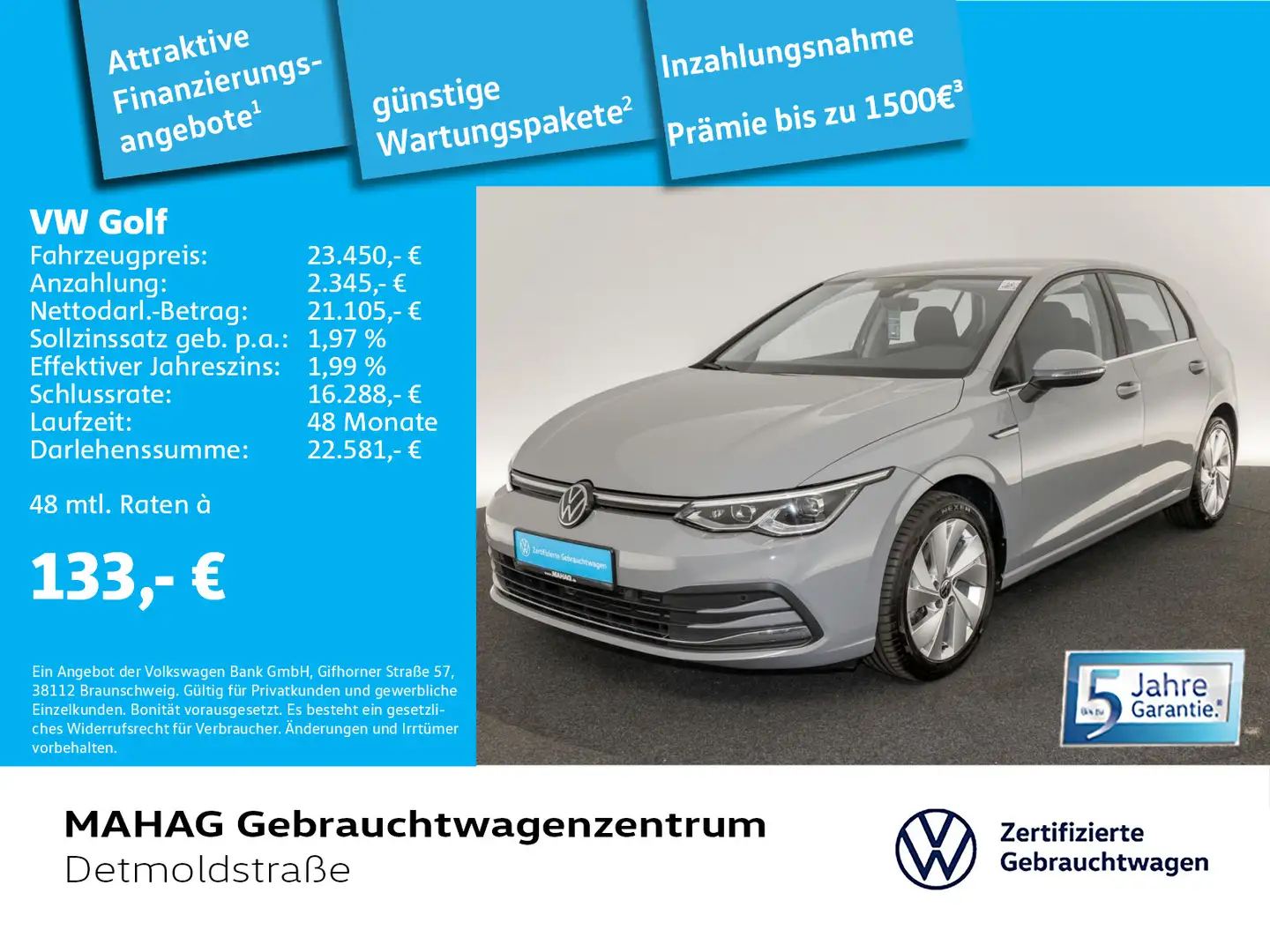 Volkswagen Golf VIII 1.5 TSI STYLE Navi LED Kamera Alu17Not Gris - 1