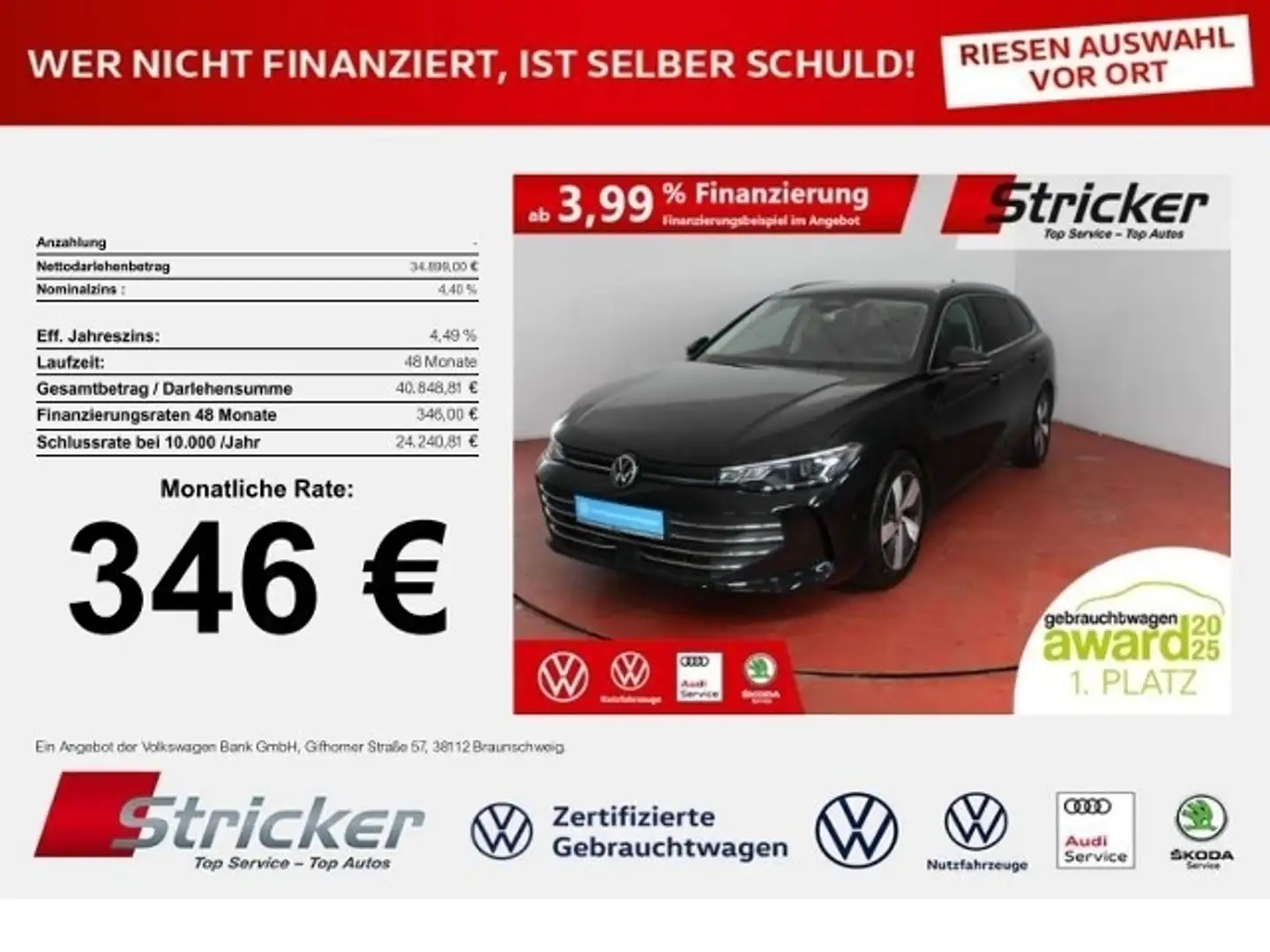 Volkswagen Passat Variant Business 1.5TSI eHybrid 346,-ohne Anzahlung Navi Schwarz - 1