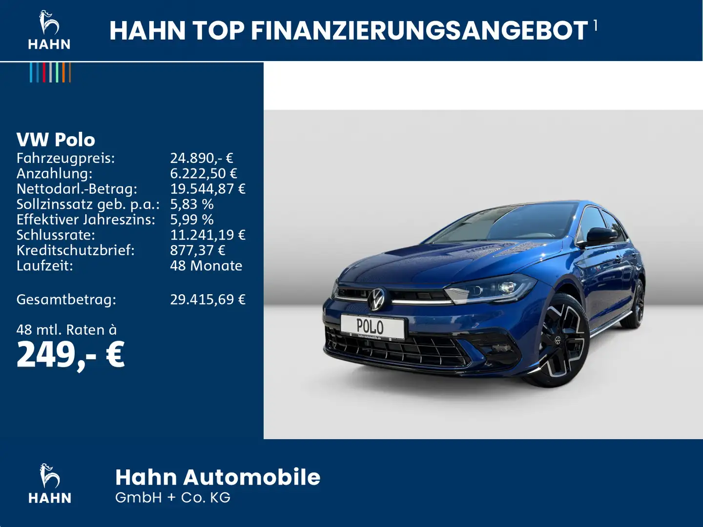 Volkswagen Polo R-Line 1,0TSI DSG IQ.DRIVE IQ.LIGHT KAM ACC Blau - 2