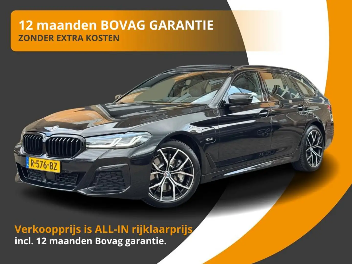 BMW 530 TOURING 530e PHEV M-SPORT PANODAK/LEER/LASER/TREKH Zwart - 1