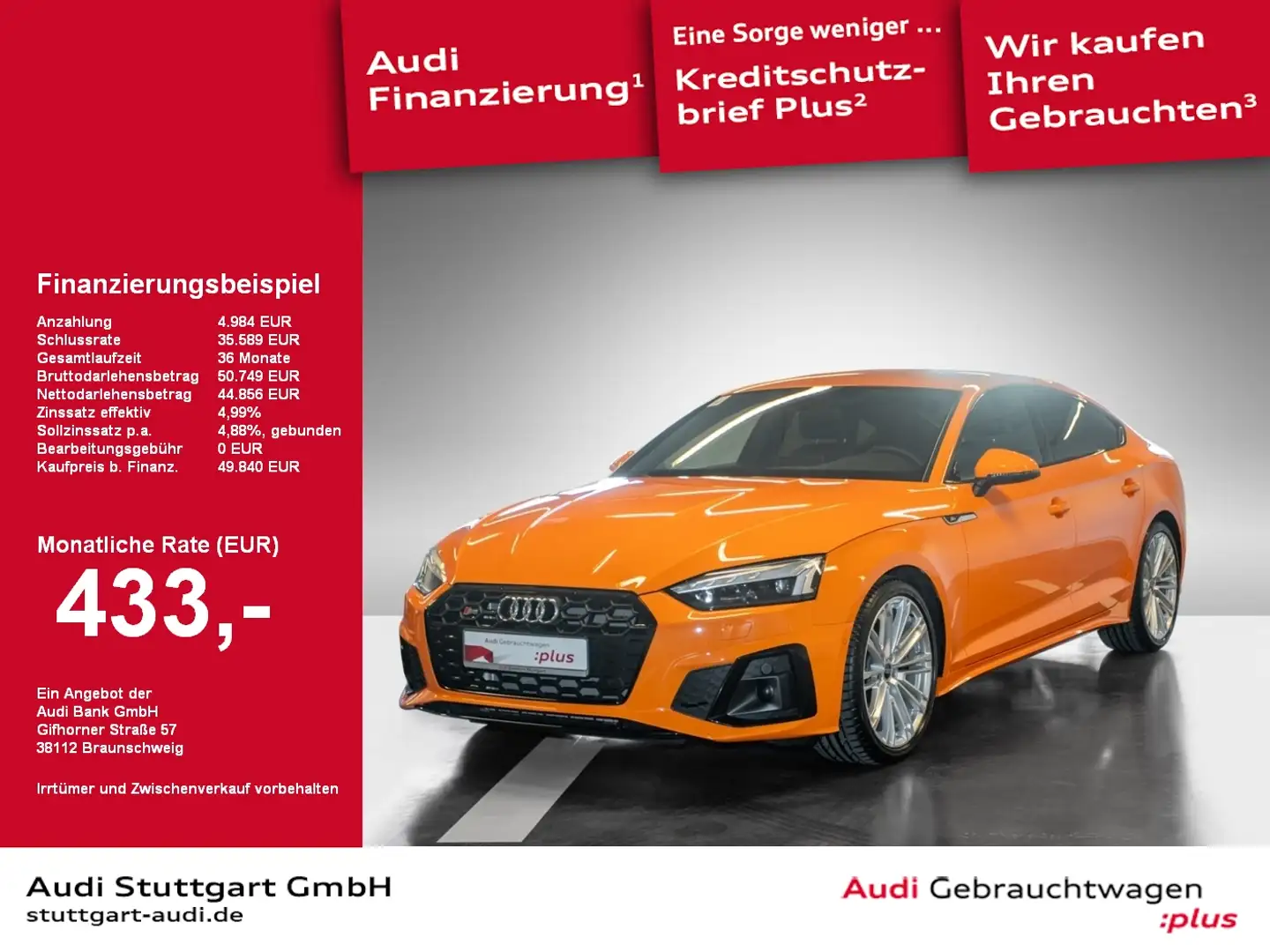 Audi S5 Sportback TDI qu Matrix LED Parklenkass. Оранжевий - 1