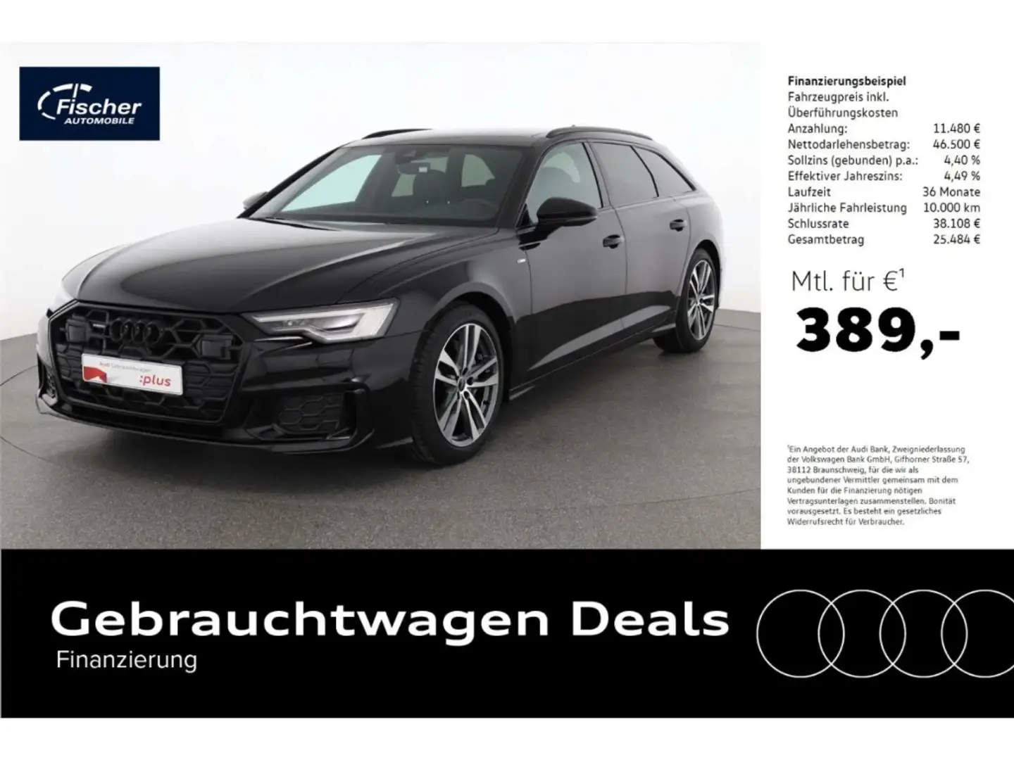 Audi A6 Avant 50 TDI quattro S line AHK/Matrix/P-Dach Schwarz - 1