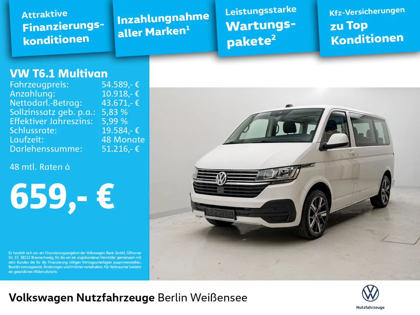 Volkswagen T6.1 Multivan Comfortline 2.0 TDI*4Motion*AHK* Weiß - 2