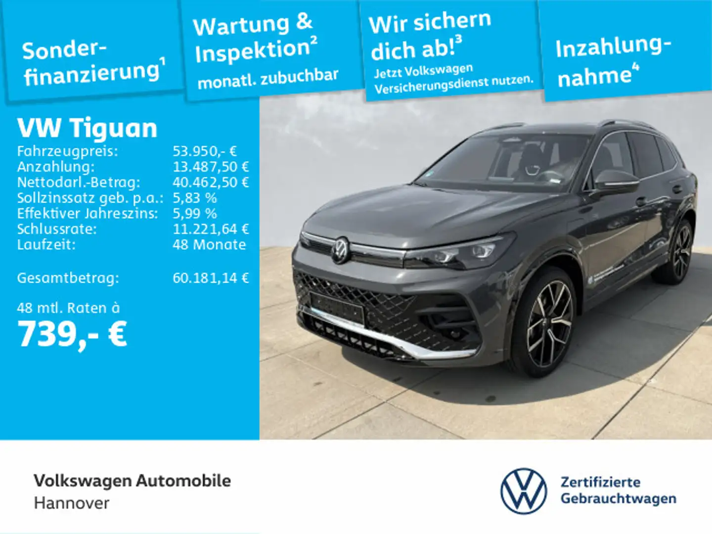 Volkswagen Tiguan R-Line 1.5 TSI DSG eHybrid AHK HUD IQ.LIG Grau - 1