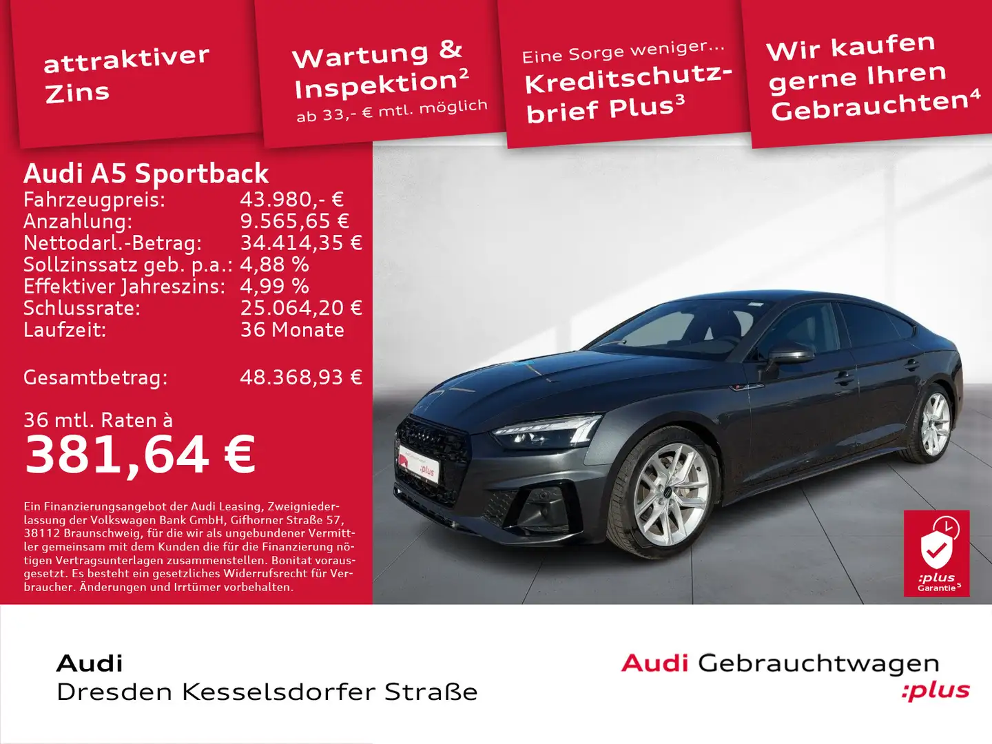 Audi A5 40 TDI Q. S-Line Kamera LED Navi DA Grau - 1