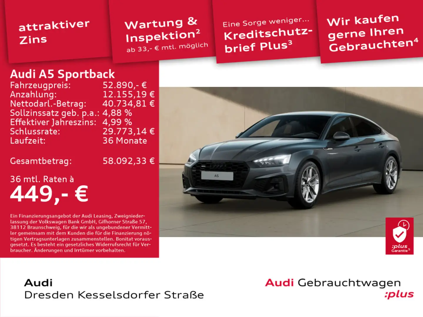 Audi A5 S line 40 TDI quattro 150(204) kW(P Grau - 1