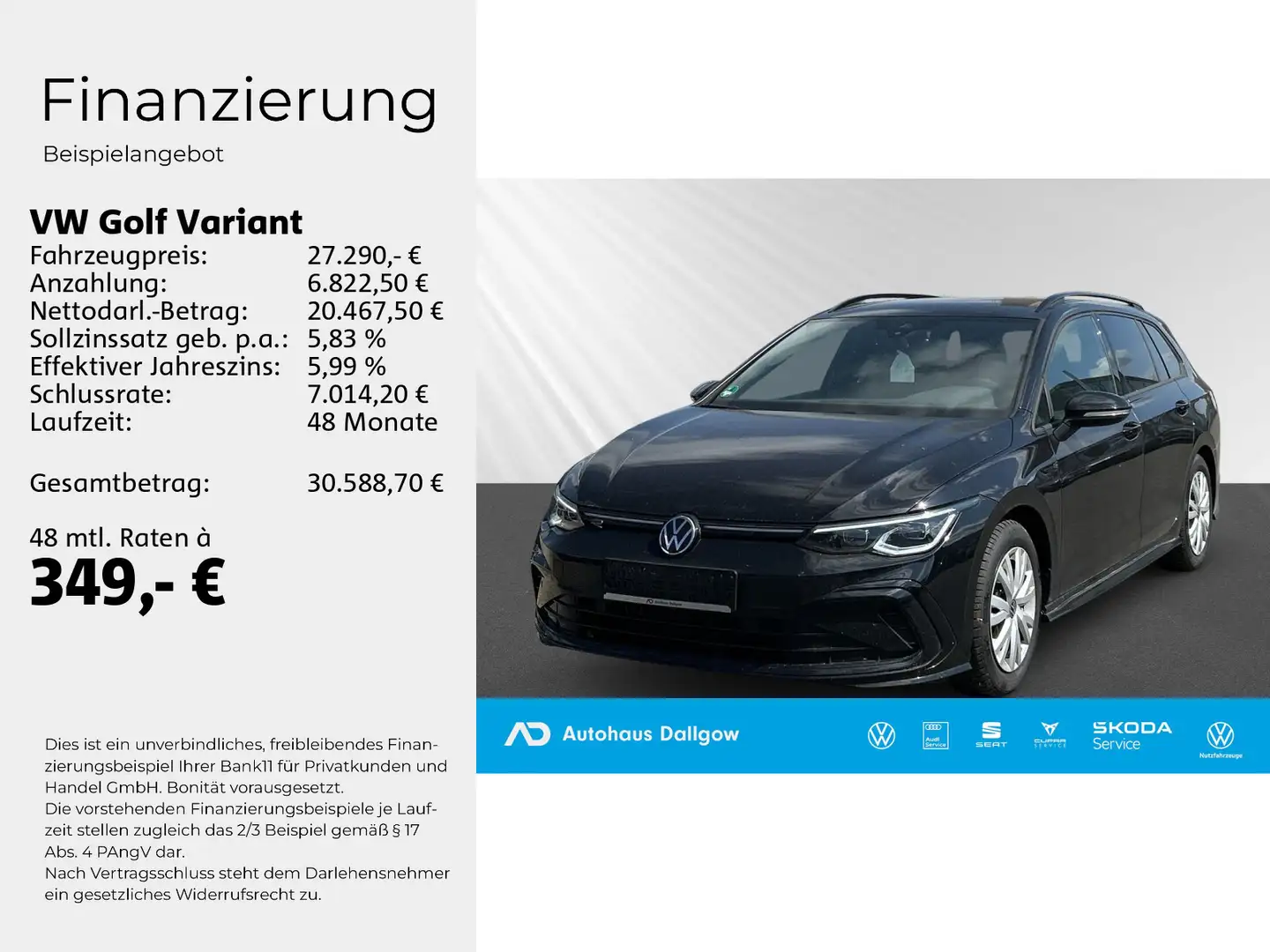 Volkswagen Golf Variant R-Line 1,5 eTSI 130PS DSG+LED+Navi+ Schwarz - 2