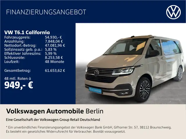 Volkswagen T6 California T6.1 2.0 TDI 4Mo. California Bea