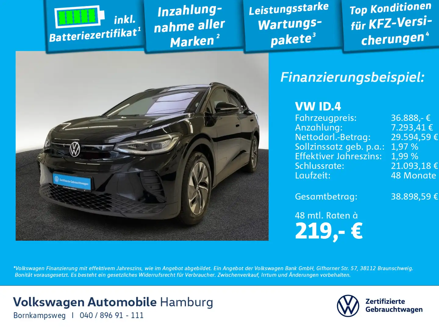 Volkswagen ID.4 Pure Performance IQ.Light Navi AppConnect Schwarz - 1