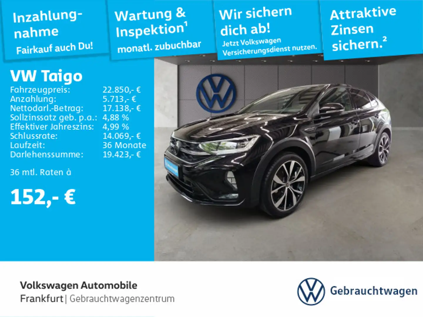 Volkswagen Taigo 1.0 TSI DSG R-Line Navi IQ.Light DAB+ Fron Zwart - 1